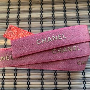 Chanel Ribbon Pink Salmon Holiday Gift Wrap One Yard